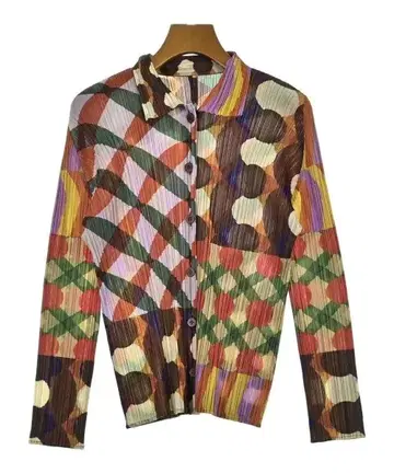 플리츠 플리즈 캐주얼 셔츠 여성용