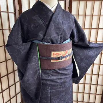 본장 유키츠무기 포도 당초 네이비 컬러 80 거북이 등껍질 무늬