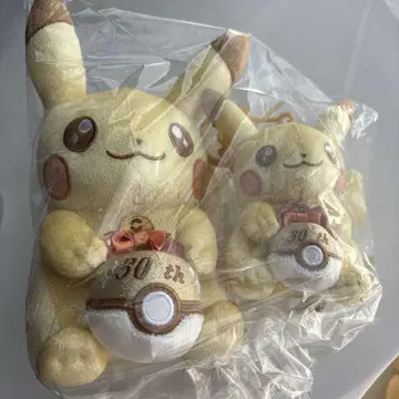 피카츄 30주년 봉제 인형 마스코트 2개 세트 미개봉 새상품