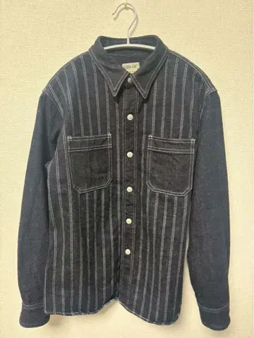 KOJIMA GENES 워바쉬 스트라이프 워크 셔츠 데님