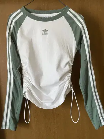 adidas 아디다스 슬림핏 긴팔T셔츠S 화이트/그린