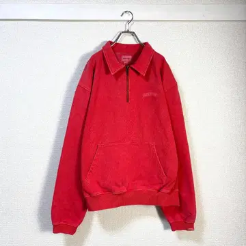 thisisneverthat 하프 지퍼 카라 부착 맨투맨 레드 XL