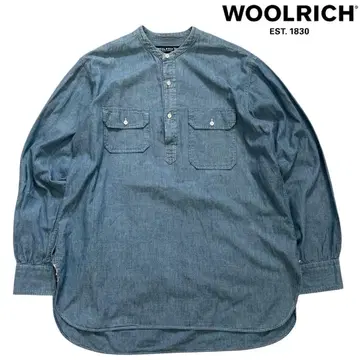 [울리치] 풀오버 샴브레이 밴드 카라 셔츠