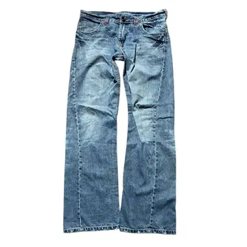 Y2K [archive] 입체 재단 플레어 데님 히게 벌집 색빠짐 (M)