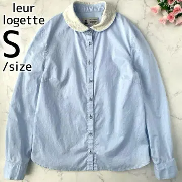 leur logette 룰 로제트 둥근 카라 블라우스 레이스 블루 S