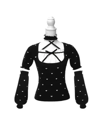 HONEY MEW Luv 암커버 포함 초커 상의 블랙