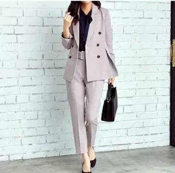 입학식 RUILI BOUTIQUE 더블 브레스트 자켓 핑크 베이지