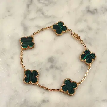 맬러카이트 클로버 네잎 팔찌 5 모티브