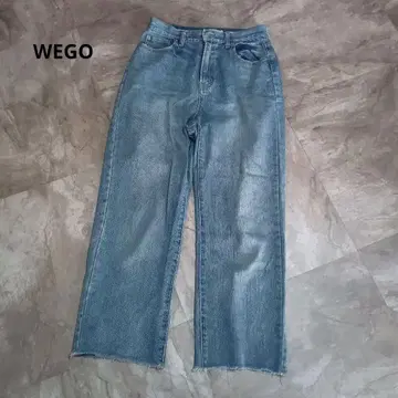 WEGO 라이트 블루 와이드 레그 데님 팬츠 셀프 컷 M 사이즈