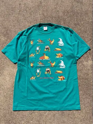 90s USA 알래스카 패러디 T셔츠 48수 에메랄드 그린