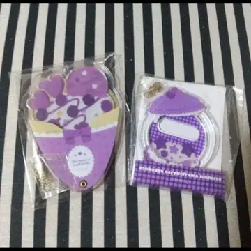 후쿠야 아크릴 프레임 퍼플 카페 뚱카롱 크레이프 캔뱃지