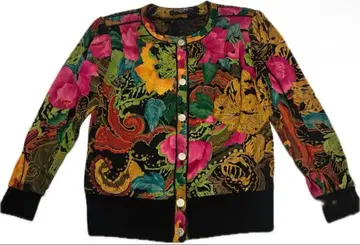 LEONARD 레오나르 꽃무늬 올 패턴 가디건 멀티 컬러 실크 혼방