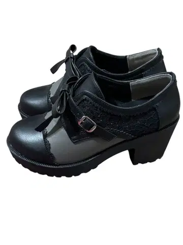 axesfemme 배색 리본 레이스 블랙 신발