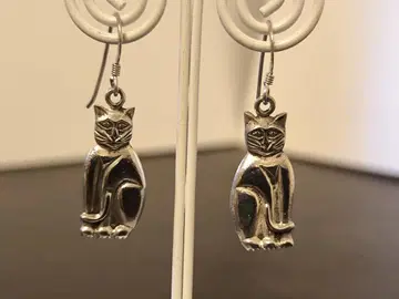 빈티지 925 스털링 실버 고양이 디자인 고양이 귀찌