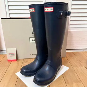 HUNTER 네이비 장화 레인부츠 박스 포함