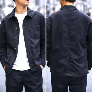 48 몽생미셸 블랙 몰스킨 자켓 유로 빈티지