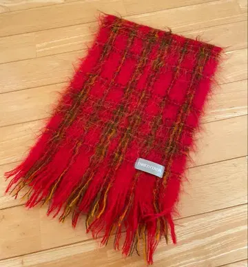 모헤어 머플러 빨간색 체크 스코틀랜드제