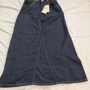 [택 포함 새상품] 무인양품 카포크 혼방 데님 A라인 스커트 XL