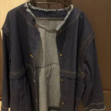 다크 데님 프린지 자켓