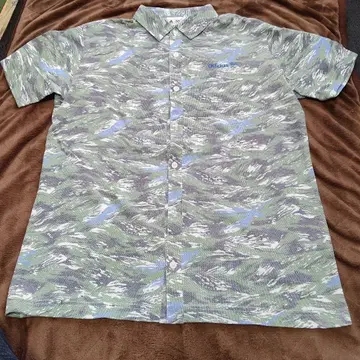 adidas 반팔 셔츠 파랑 x 그린 카모플라쥬 L