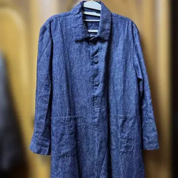 포그 리넨 워크 다크 블루 코트