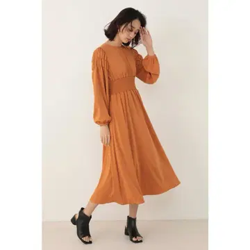 SHEL'TTER 오렌지 맥시 원피스 허리밴딩 봄 입학식