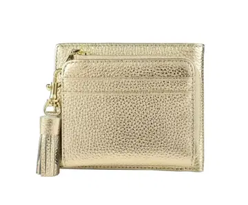 LIZDAYS 지폐와 동전이 같은 방향 천연 가죽 골드 지갑