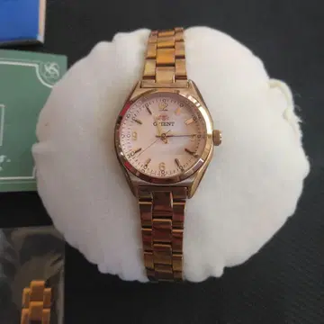 ORIENT 핑크 골드 아날로그 손목시계