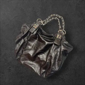 00s [archive] Y2K 체인 스터드 가죽 백 블랙