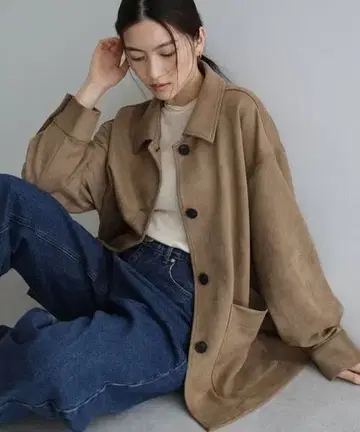 [ 미사용 새상품 ] andme 앤도미 페이크 스웨이드 커버올 자켓