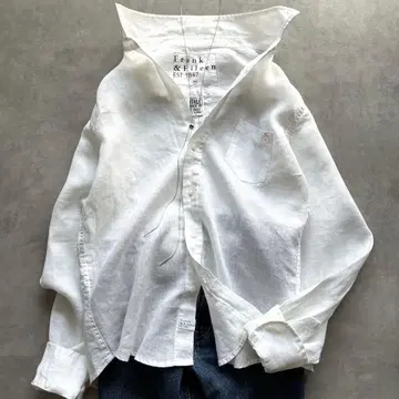 프랭크앤아이린 린넨 100% 스키퍼 셔츠 하트 자수 화이트