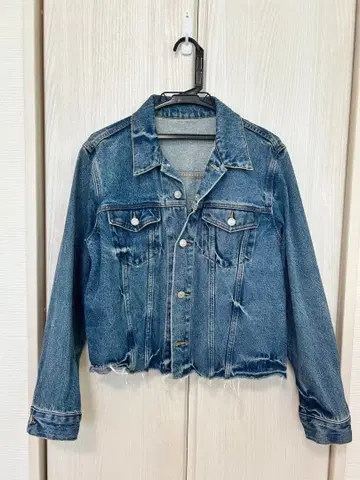 데님 블루 프린지 가공 M 사이즈 자켓