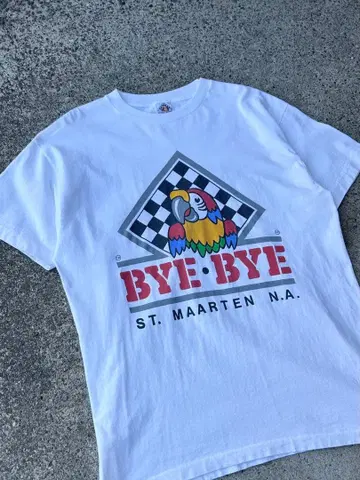 90s 수베니어 티셔츠 앵무새 새 애니멀 프린트 티셔츠 구제 의류