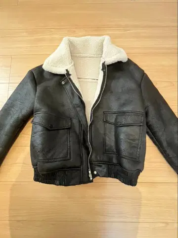 울 안감 스웨이드 무스탕 퍼 칼라 보아 플리스 크롭 자켓 점퍼