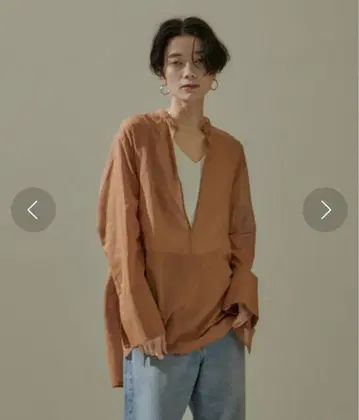 SALON adam et rope 스키퍼 칼라 시어 오버 셔츠