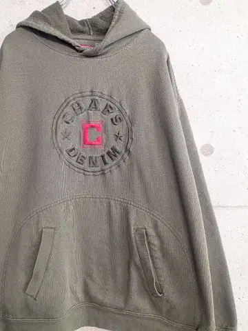 CHAPS DENIM 올리브 후드 맨투맨 자수