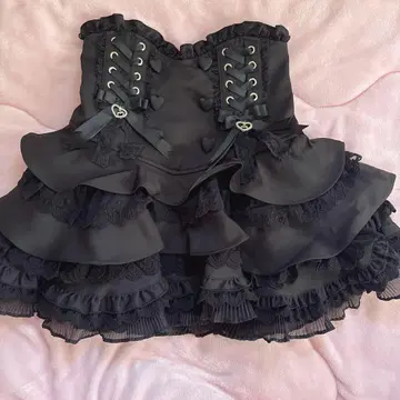 LIZLISA 리즈리사 레이스업 티어드 치마바지 블랙