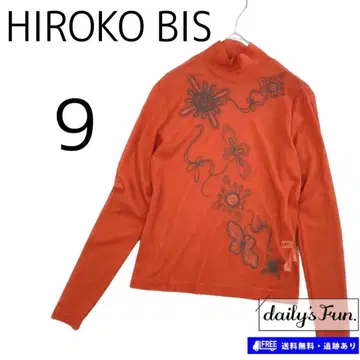 HIROKO BIS 꽃무늬 긴팔 시어 탑 9 오렌지
