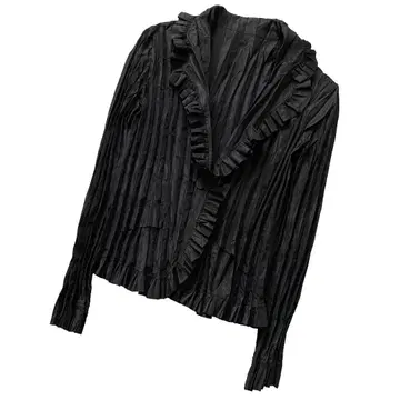 새상품급 SPECCHIO 스페치오 플리츠 프릴 자켓 40 블랙