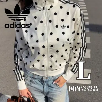 일본 국내 즉시 완판 adidas 도트 무늬 집업 저지 L