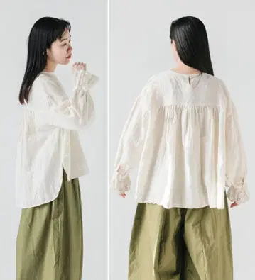 GAUZE# 새상품 라미린넨 앤티크 레이스 아틀리에 블라우스