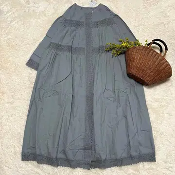 미사용 사만사 모스모스 레이스 원피스 코튼 블루 프리