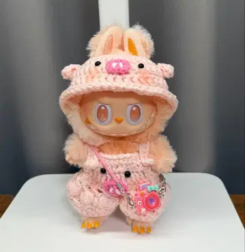 Labubu용 손뜨개질 코스튬 아기돼지 세트