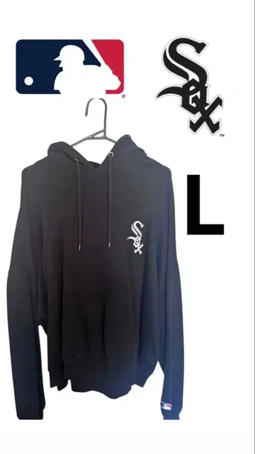 시카고 화이트삭스 자수 팀 로고 후드티 블랙 무라카미 무네타카 L