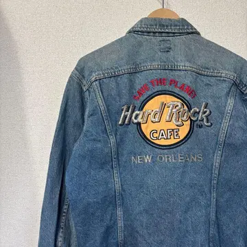 리 데님 자켓 하드 록 카페 자수 미국 빈티지 의류 M 상당 4084