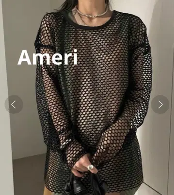 AMERI MEDI WAVE PATTERN MESH TOP 아메리