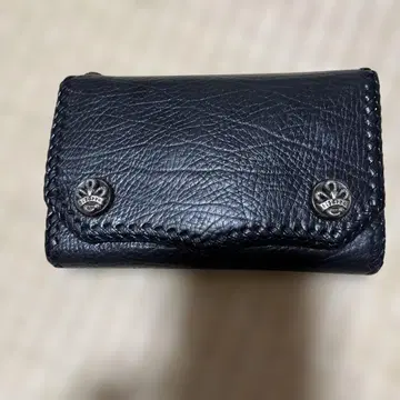 bizarre 블랙 가죽 3단 폴더형 지갑