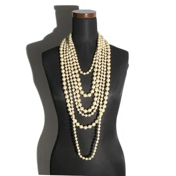 쁘띠 로브 느와르 6연 코튼 펄 목걸이