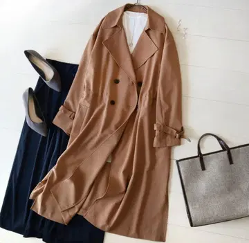 봄색 바랜 애프리콧 브라운 어반 리서치 스프링 롱 트렌치코트