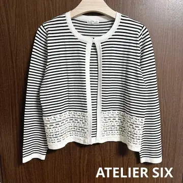 새상품급 ATELIER SIX 아틀리에시스 가디건 니트 보더